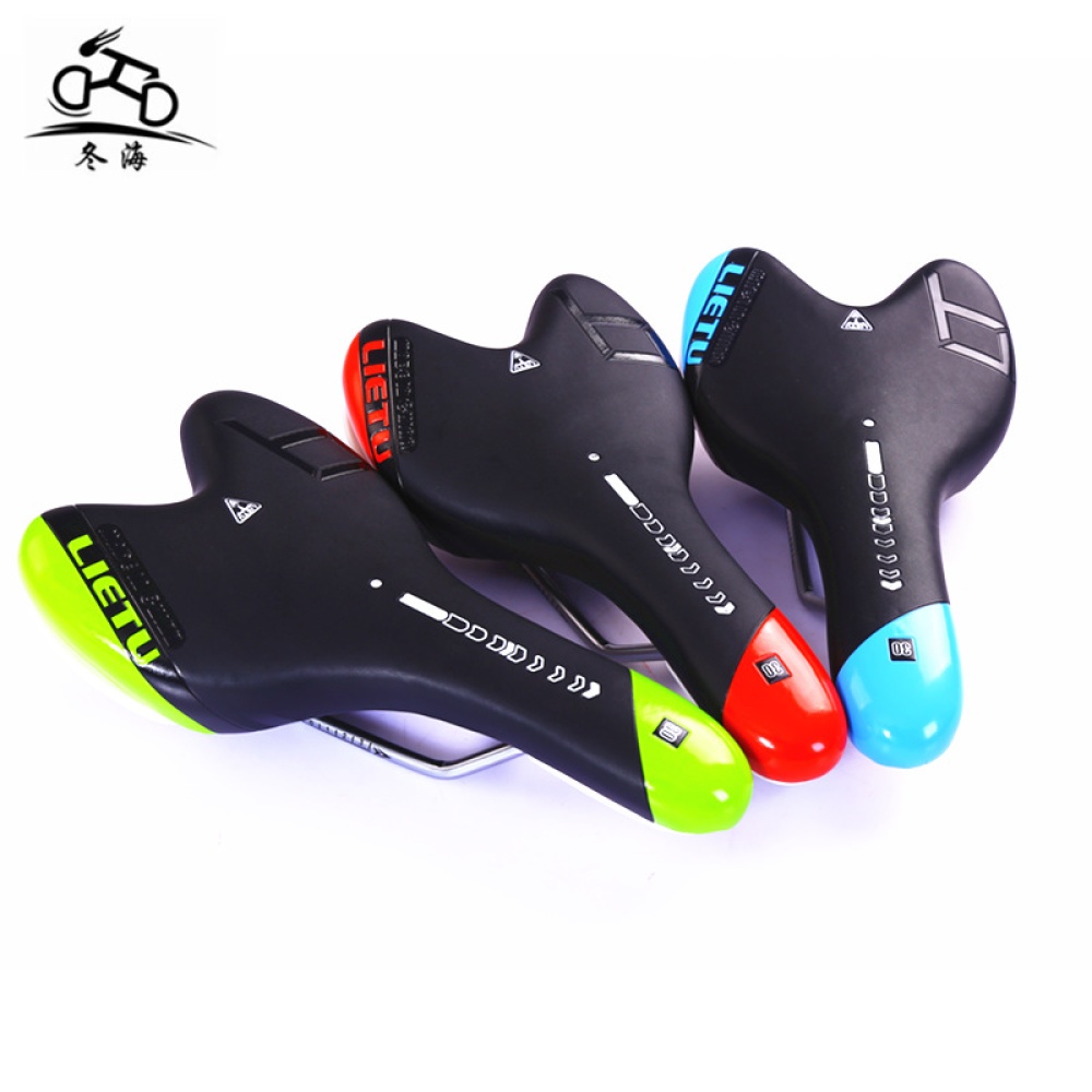 Outdoors Mountain Bike Saddle Comfortable Fashion Seat Breathable Cushion Black red - Image 2