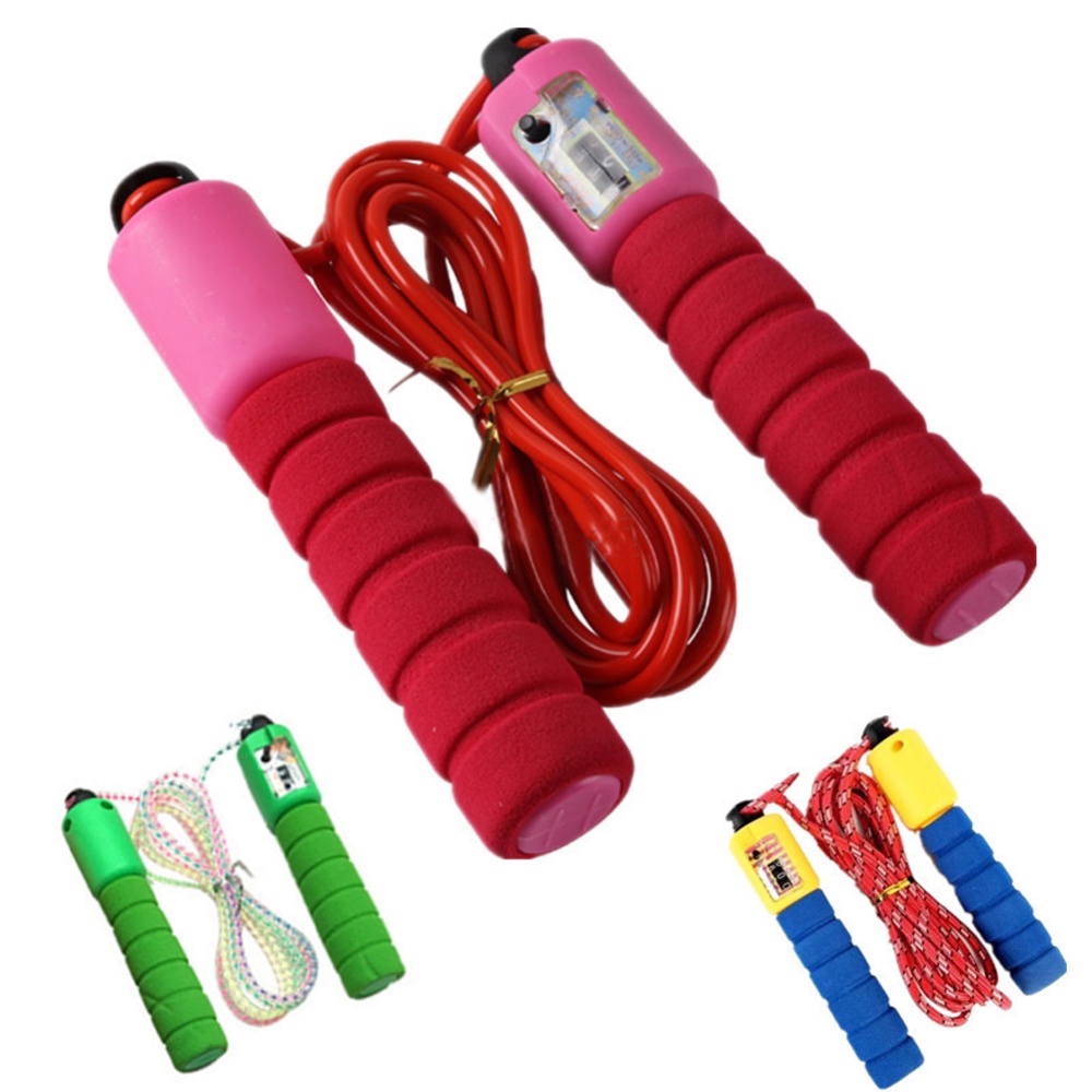 Adjustable No Kinks Count Speed Jump Rope with Foam Handle for Aerobic Exercise Fitness Weight Lose Random Color Rubber rope - Image 3