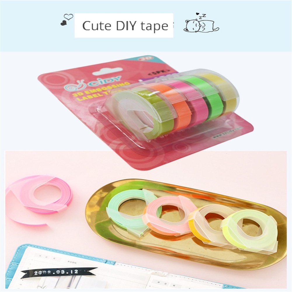 5Pcs/Set Adhesive Tape Set 3d Plastic 9mm Embossing Label Maker Waterproof Strong Adhensiveness (d combination) - Image 2