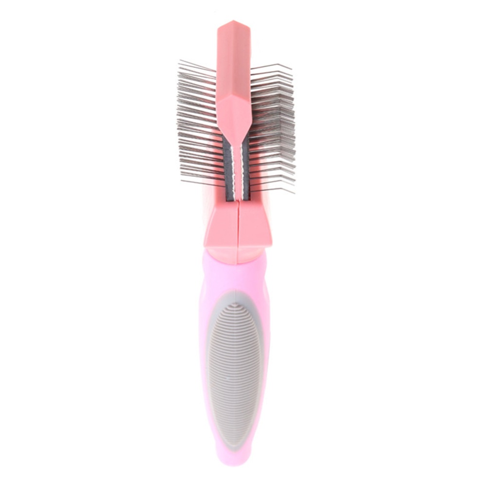 Pet Cat Hair Trimming Comb Remover Double-sided Cleaning Massage Brush Supplies blue large - Image 3