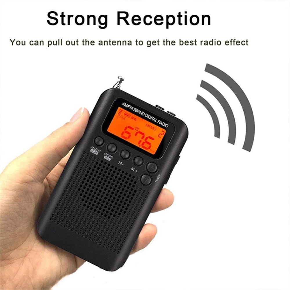 Hrd-104 Pocket Am Fm Radio LCD Digital Radio-frequency Display Rechargeable Mini Stereo With Driver Speaker black - Image 4