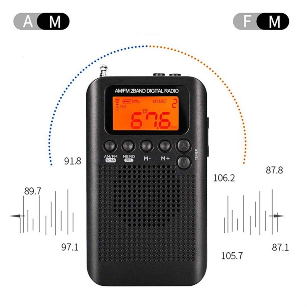 Hrd-104 Pocket Am Fm Radio LCD Digital Radio-frequency Display Rechargeable Mini Stereo With Driver Speaker black - Image 3