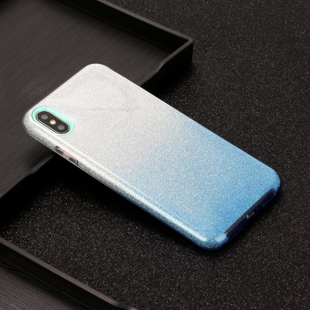 For iphone X/XS/XR/XS MAX/11/11 pro MAX Phone Case Gradient Color Glitter Powder Cover with Airbag Bracket blue - Image 3