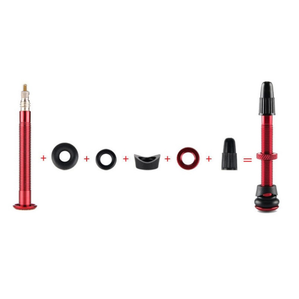 Bicycle Vacuum Tire Nozzle Bike Wheel Tubeless Extension 72MM Aluminum Alloy Red 72MM_Vacuum tire nozzle 1 - Image 2