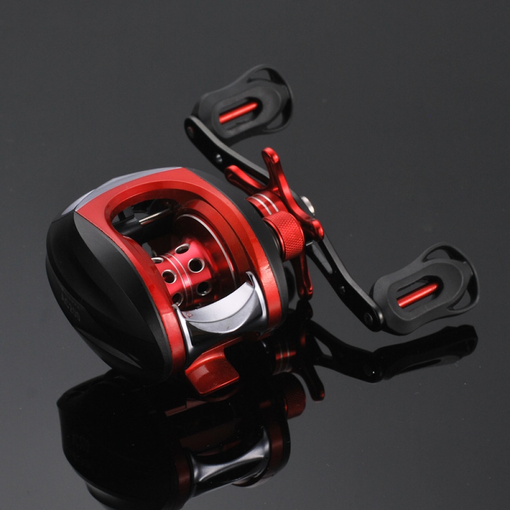 Low-Profile Reel Left and Right Fishing Wheel Bait Casting Hand Black red (left hand wheel) - Image 2