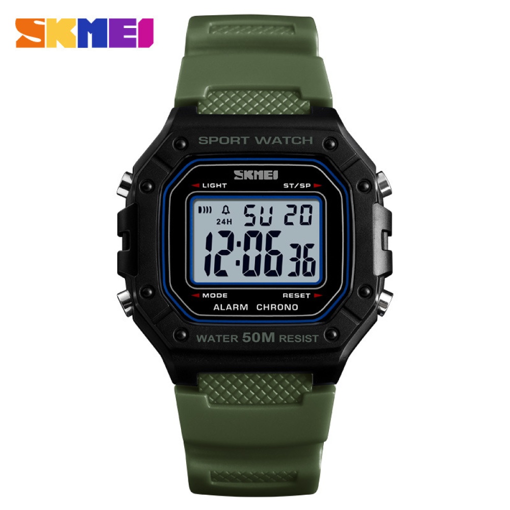 Skmei 1496 Men Watch Led Digital Waterproof Square Dial Blue - Image 3