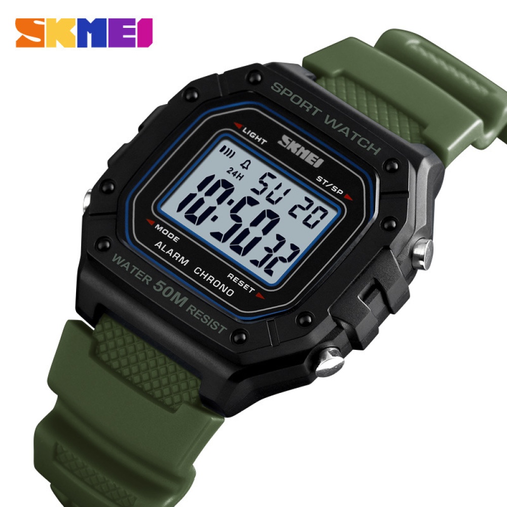 Skmei 1496 Men Watch Led Digital Waterproof Square Dial Blue - Image 2