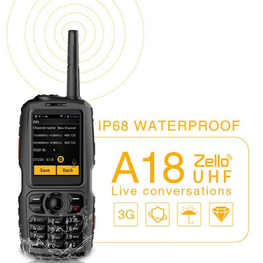 A18 3G Software APP Hardware Walkie Talkie Mobile Phone Android 4.2.2 Dual-Core Touch Screen Waterproof EU Plug black_EU - Image 3