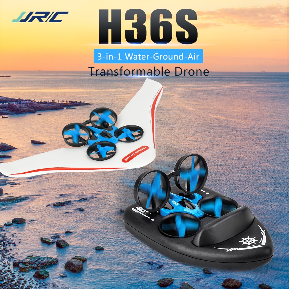 jjrc H36S RC Terzetto Drone Boat Car Gliding Water Ground Air 4-Mode 2.4G 4CH 360° Roll Function Speed Switching Toy 2 battery - Image 3