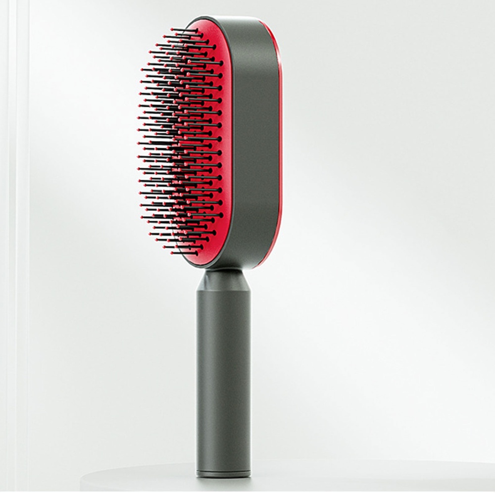 Women Air Cushion Massager Brush Household Painless Self Cleaning Hair Shaping Comb with Anti-slip Handle Rose Red - Image 3