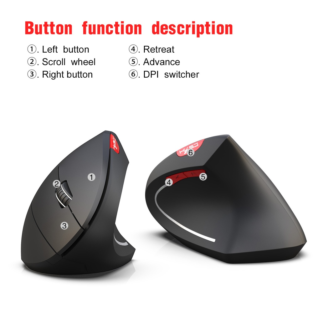 Bluetooth Vertical Mouse Ergonomics 800/1600/2400DPI Prevention Hand Game Office PC Notebook Accessories black - Image 3