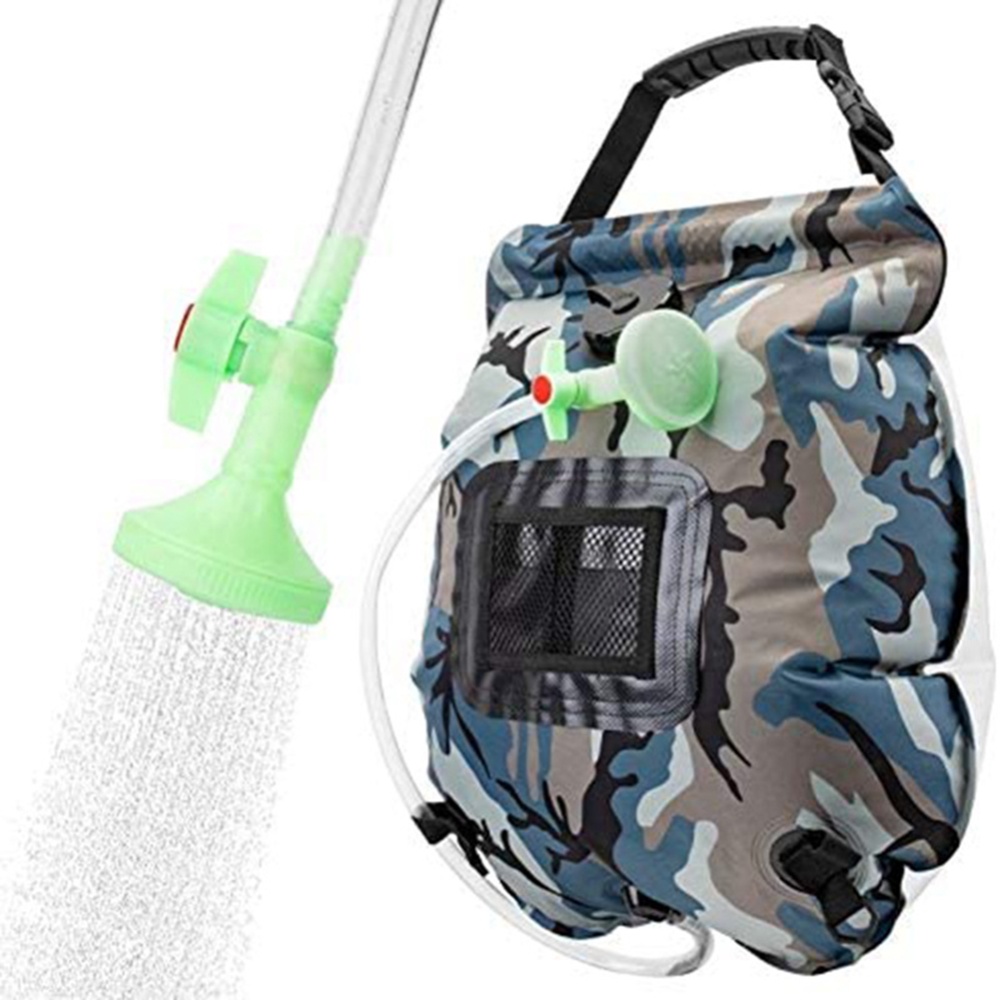 20l Outdoor Camping Shower Water Bag Portable Foldable Solar Heating Bath with Temperature Display Medium Camouflage - Image 2