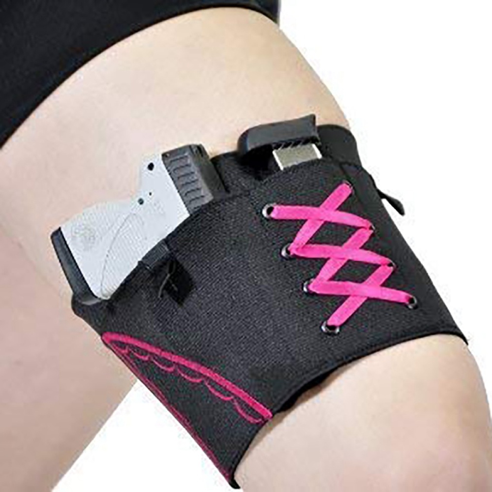 Man Woman Leg Holster Lady Anti-slip Adjustable Six Hook-and-eye Garter Pistol Holder Purple line_51*10cm - Image 2