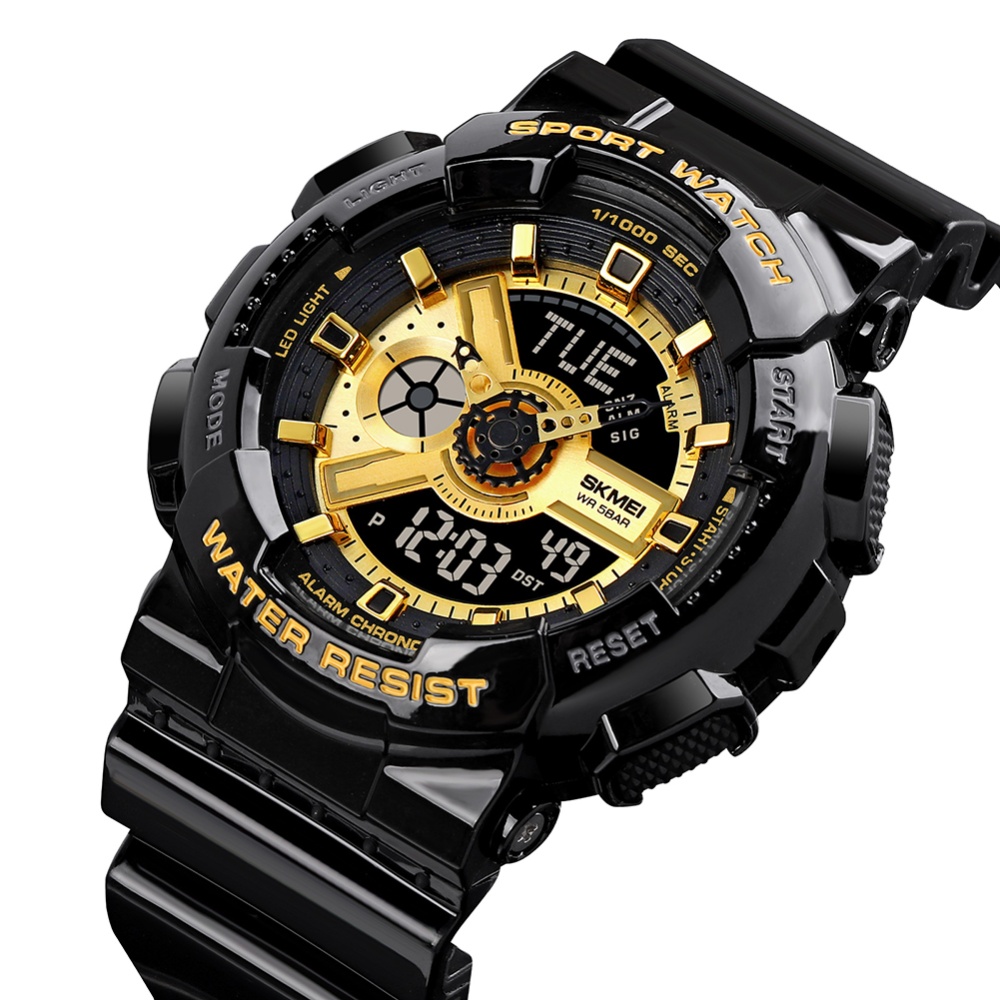 SKMEI Men Women Electronic Watches Stopwatch Timing Multi-functional Led Luminous Waterproof Sports Wristwatch black_large - Image 2