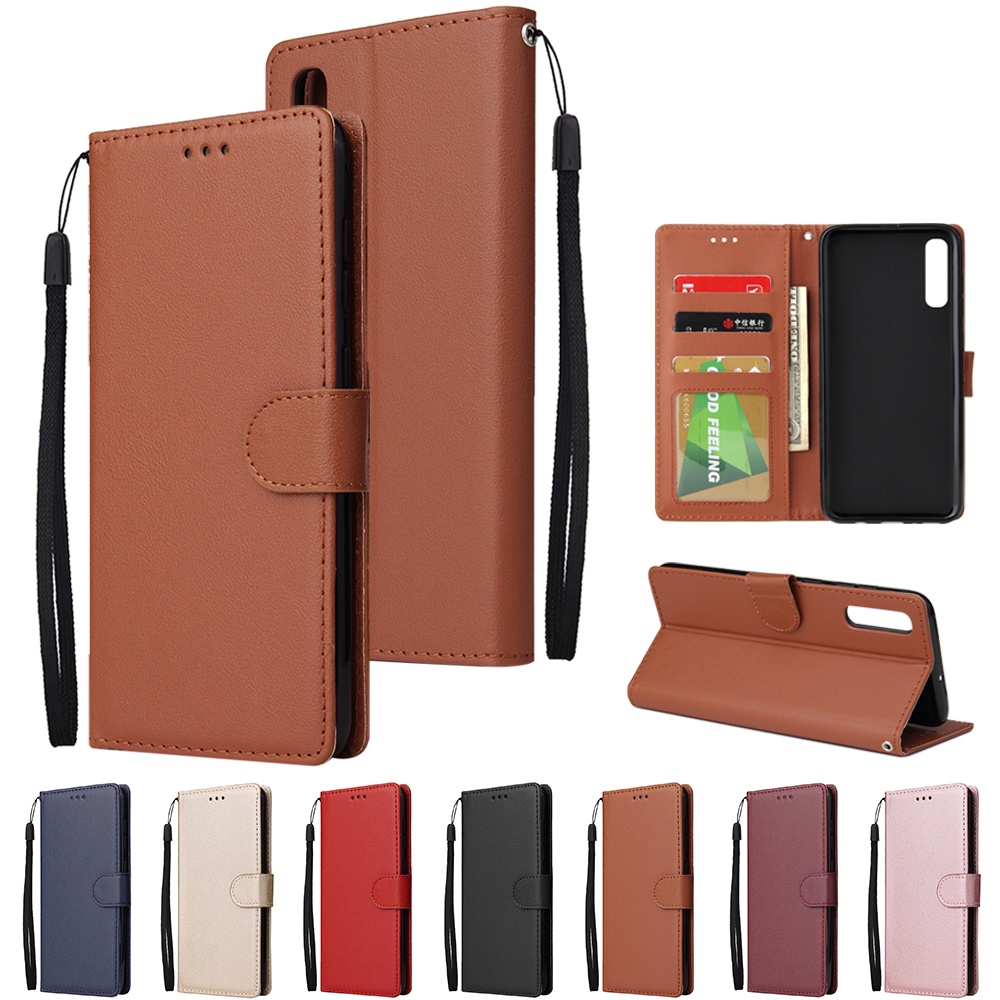 For Samsung A70 Wallet-type PU Leather Protective Phone Case with Buckle & 3 Card Position brown - Image 3