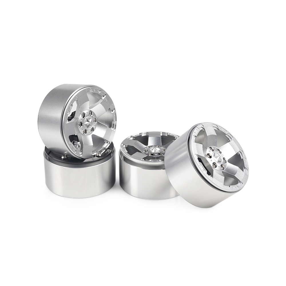 4Pcs Aluminum Alloy 202 Wheels Rims for 1/10 RC Crawler Axial SCX10 II 90046 Traxxas TRX4 D90 silver - Image 3