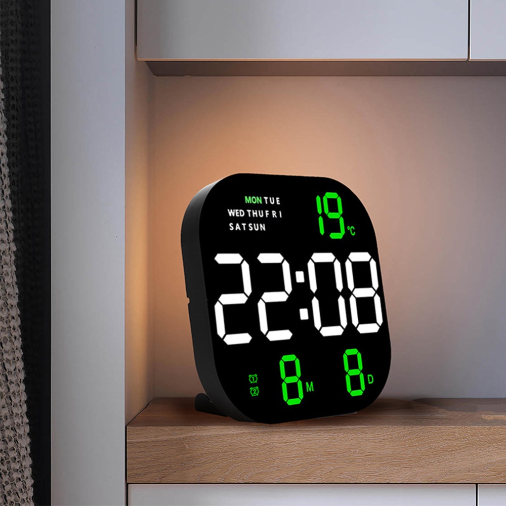 Led Digital Wall Clock 10 Level Adjustable Brightness Time Temperature Date Display RC Alarm 3-color - Image 3