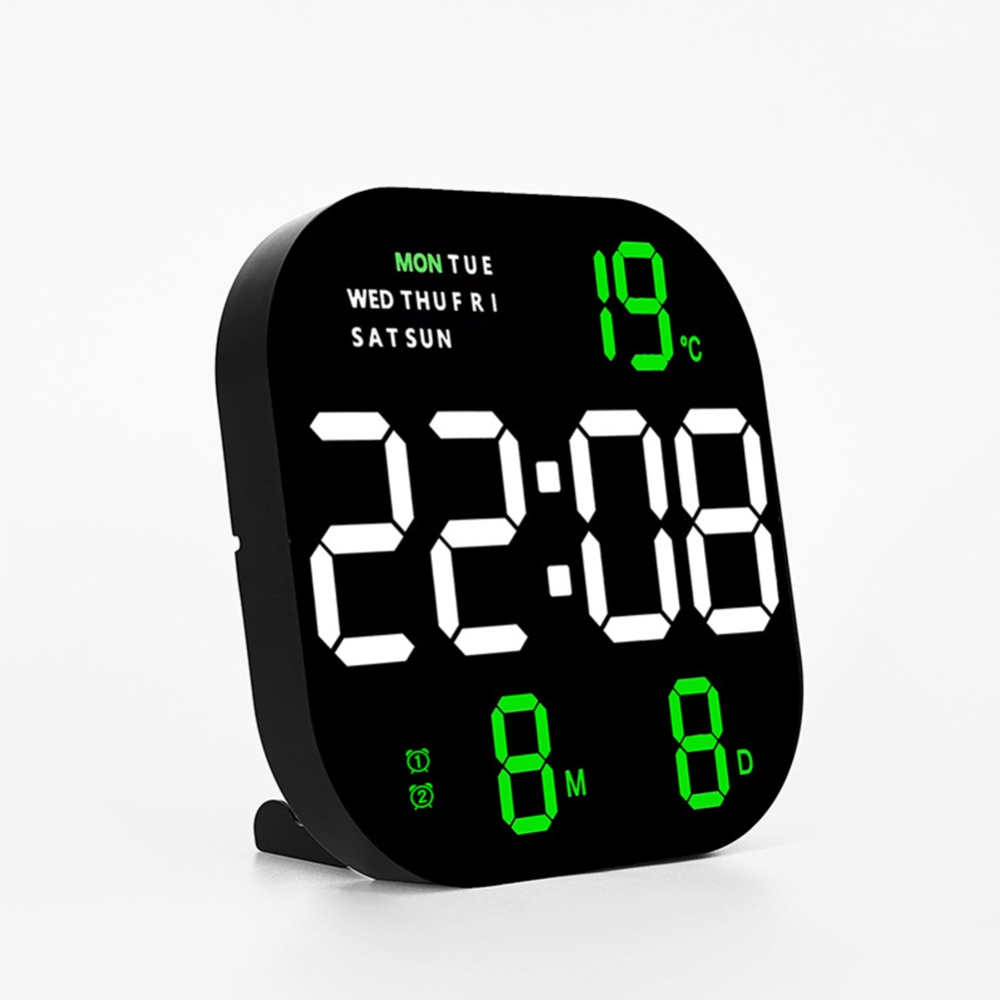 Led Digital Wall Clock 10 Level Adjustable Brightness Time Temperature Date Display RC Alarm 3-color - Image 2