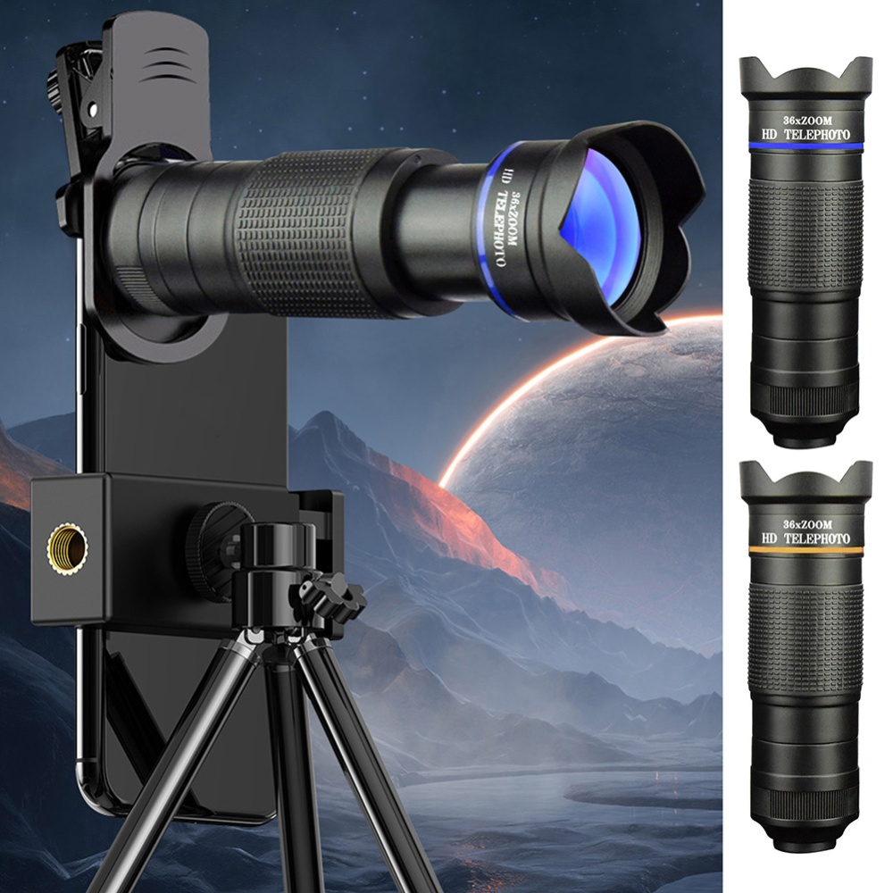 36x Mobile Phone Telephoto Lens For Concert Fishing Hd Live Smartphone External Camera Package A (Gold) - Image 3