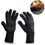 BBQ Grilling Cooking Gloves Extreme Heat Resistant Oven Welding Kitchen Tool Blue horizontal stripes_33CM - Image 2