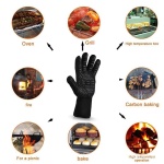 BBQ Grilling Cooking Gloves Extreme Heat Resistant Oven Welding Kitchen Tool Blue horizontal stripes_33CM - Image 3