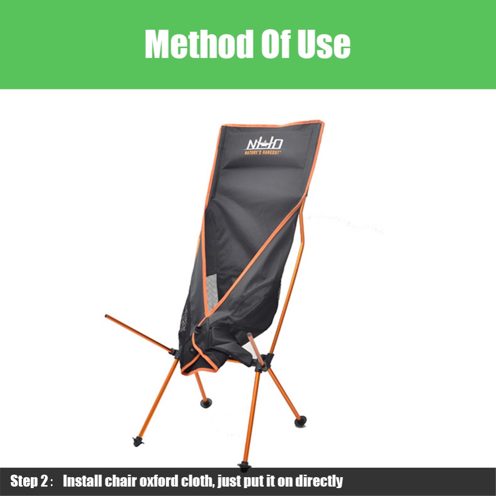 Portable Collapsible Chair Fishing Camping BBQ Stool Folding Extended Hiking Seat Ultralight Furniture Orange - Image 2