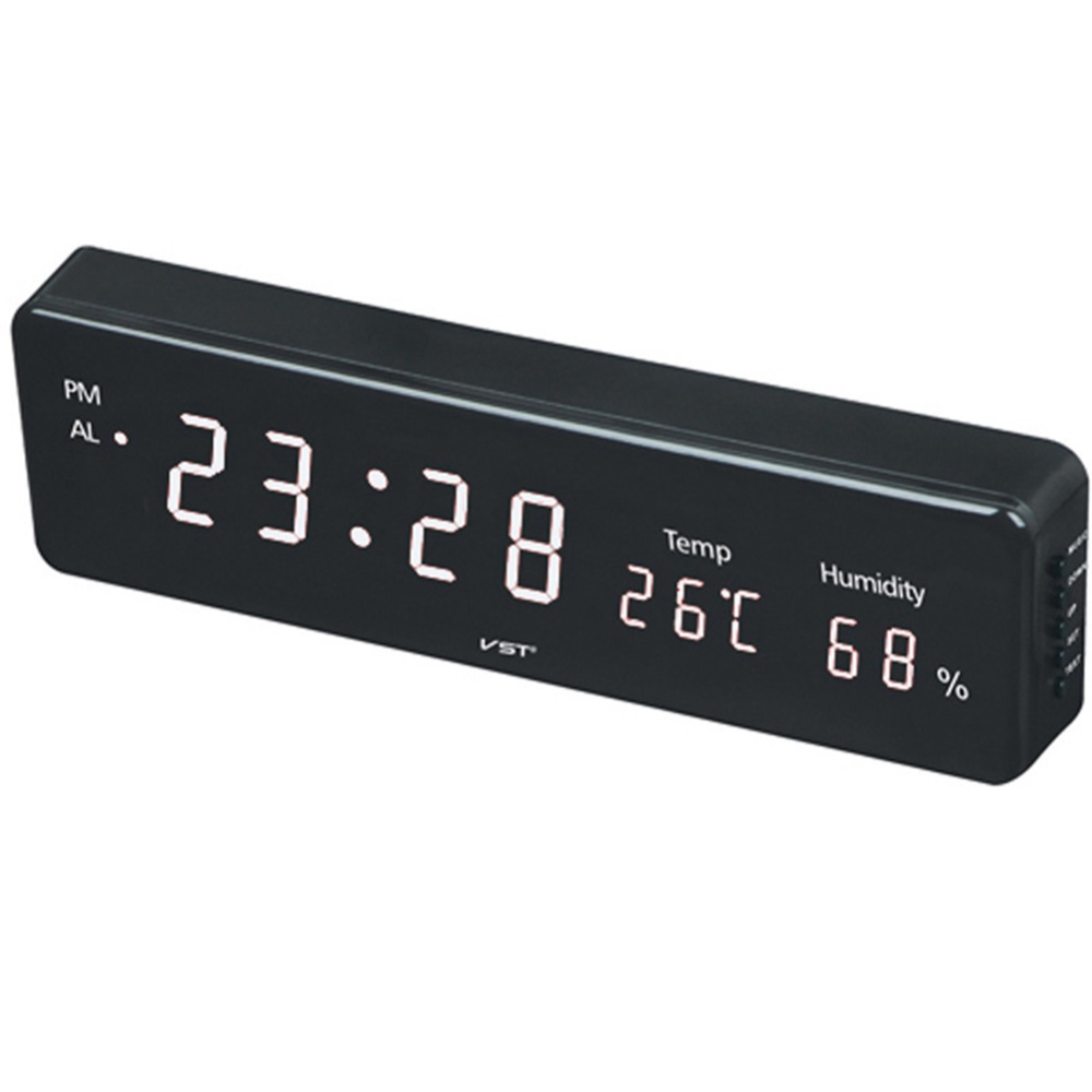 Electronic LED Alarm Clock with Temperature Humidity Display American Plug - Image 3