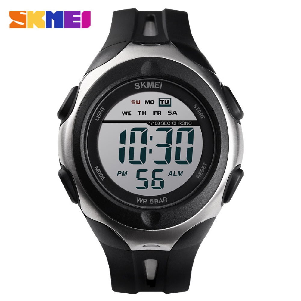 SKMEI Man Boy Wristwatch Digital Display Outdoor Round Dial Waterproof Calendar Watch Gift black - Image 2