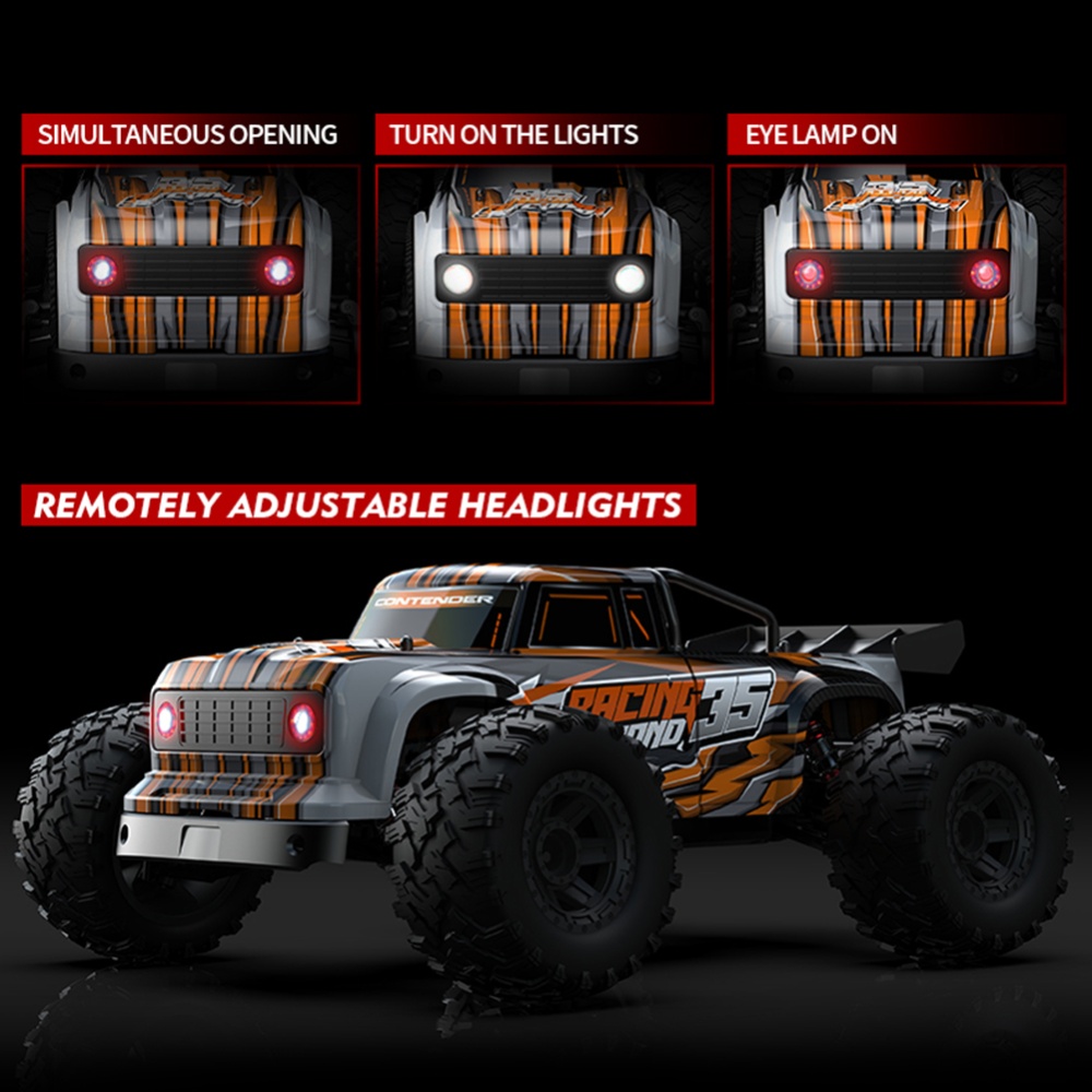 G107 1:10 Scale RC Car 2.4ghz 4wd 46km/h+ High Speed Big Wheel Truck Off Road Ipx8 Waterproof Orange - Image 3