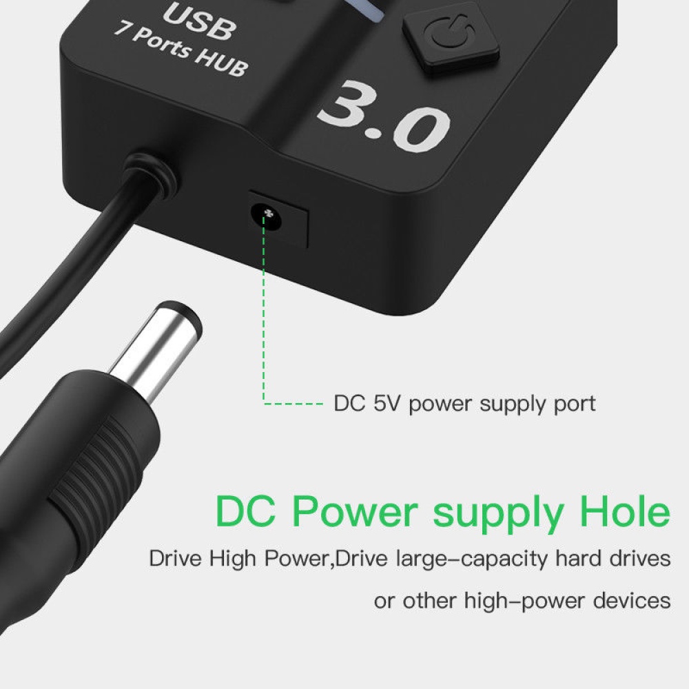 4/7 Port USB 3.0 Hub 5Gbps High Speed On/Off Switches AC Power Adapter for PC 4-port with US plug - Image 3