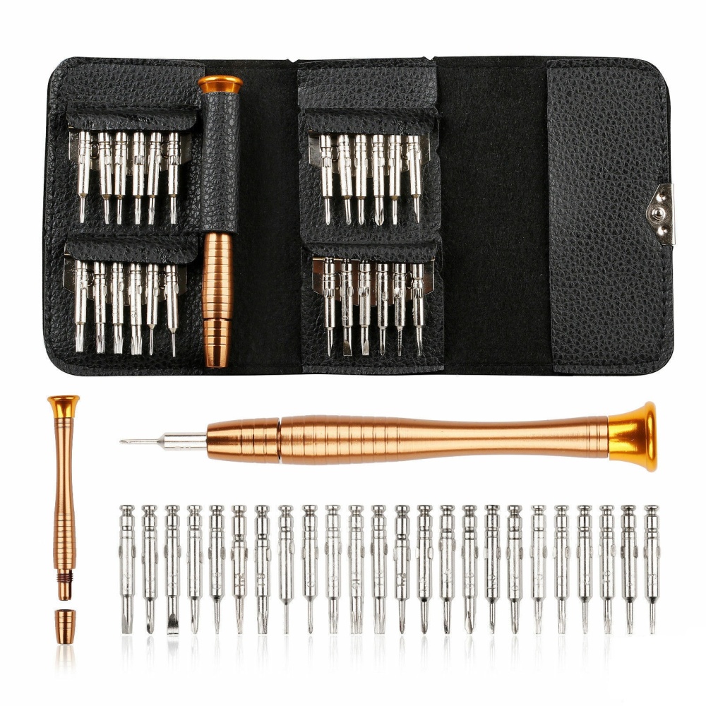 25 In 1 Screwdriver Kit Repair Tools With Leather Bag Compatible For Macbook Air Smart Phones in leather bag - Image 2