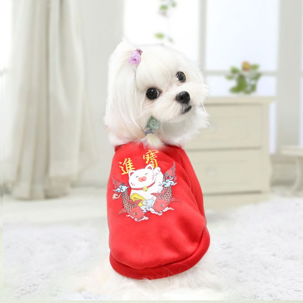 Pet Warm Coat Solid Color Dress Up Clothes Supplies Photo Props For Small Medium Dogs Cats L (bust 45 back length 35cm) - Image 3