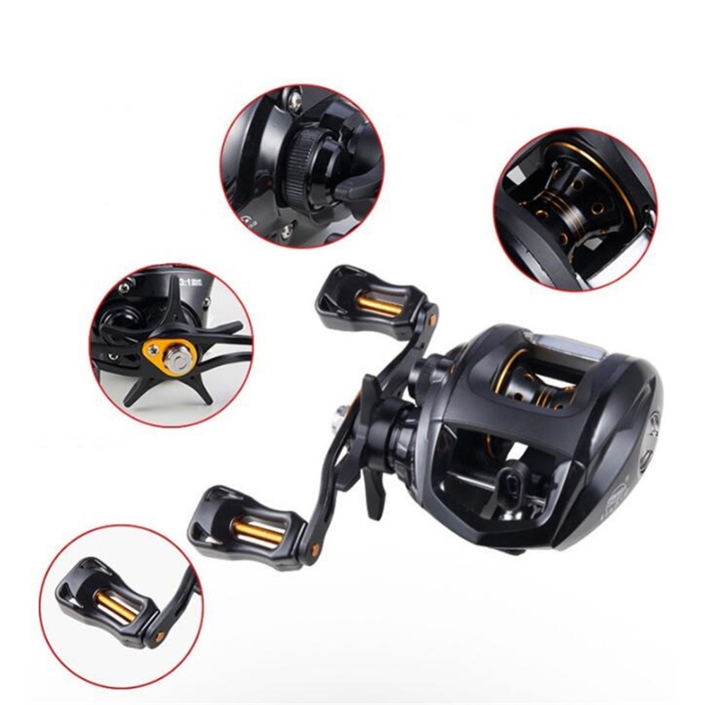 12+1BB Baitcasting Reel 6.3:1 Fish Fishline Wheel Magnetic Brake Anti-explosion Fishing Matte black_Left hand - Image 3