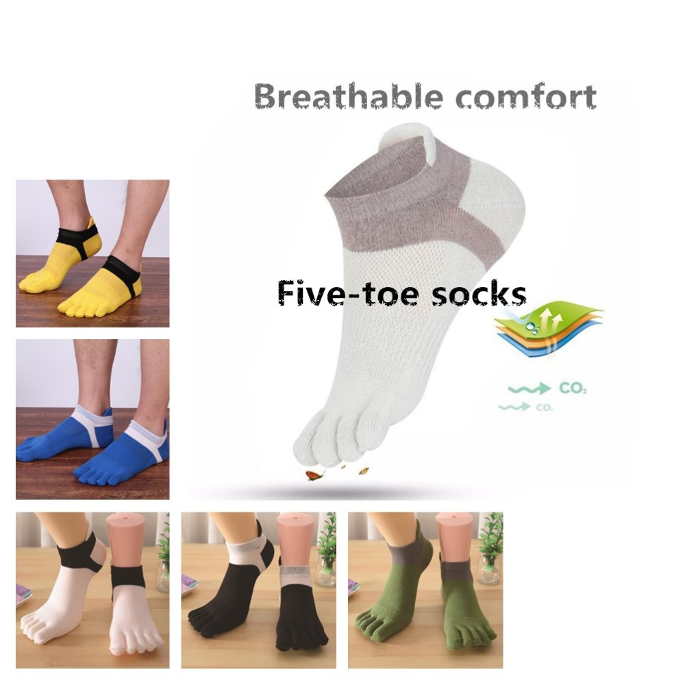 Men High Elastic Five-finger Divided Toe Socks green_One size - Image 3