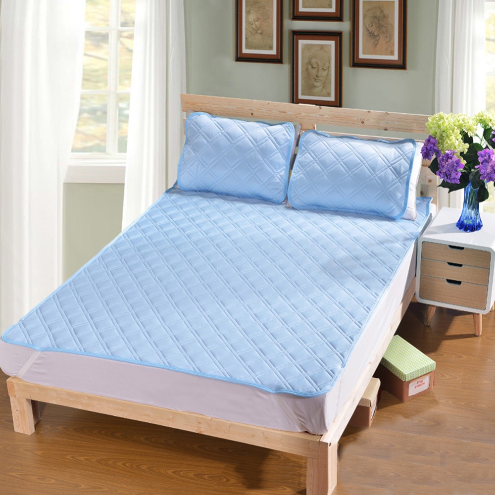 Cool Mattress Folding Cellular Mesh Summer Sleeping Mat for Home Bed blue