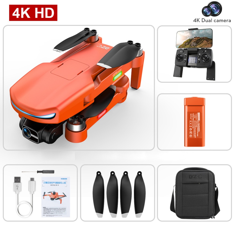 L800 Pro2 Drone 4k Gps Fpv Dual HD Drones without 360 Obstacle Avoidance 5g Wifi Rc Quadcopter A Orange 3 Batteries - Image 2