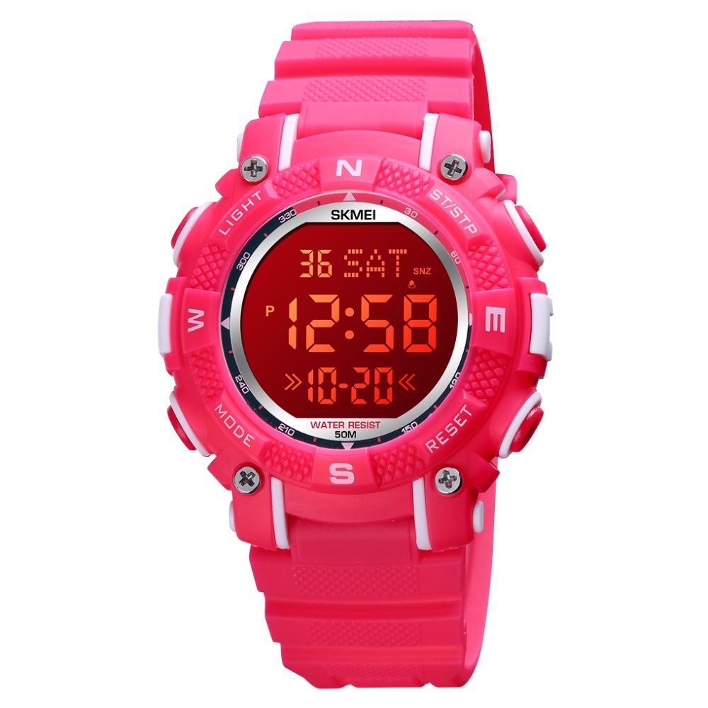 SKMEI Kids Digital Sports Watch Led Multifunctional 50m Waterproof Outdoor Student rose red - Image 3