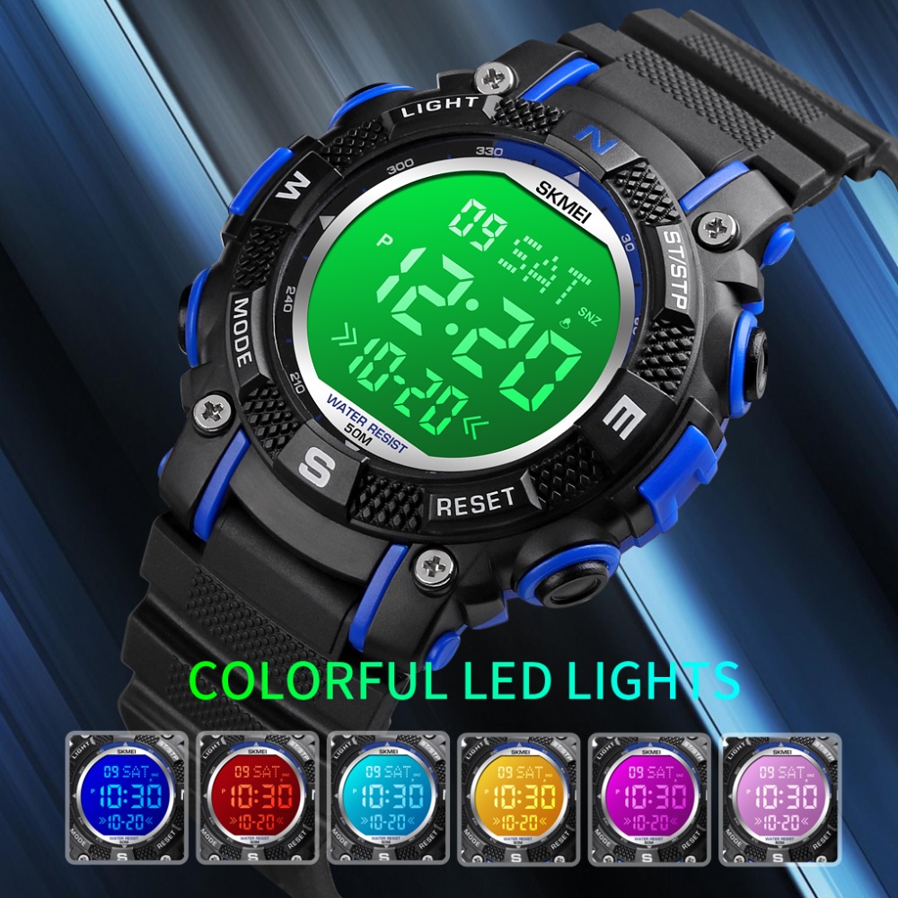 SKMEI Kids Digital Sports Watch Led Multifunctional 50m Waterproof Outdoor Student black - Image 3