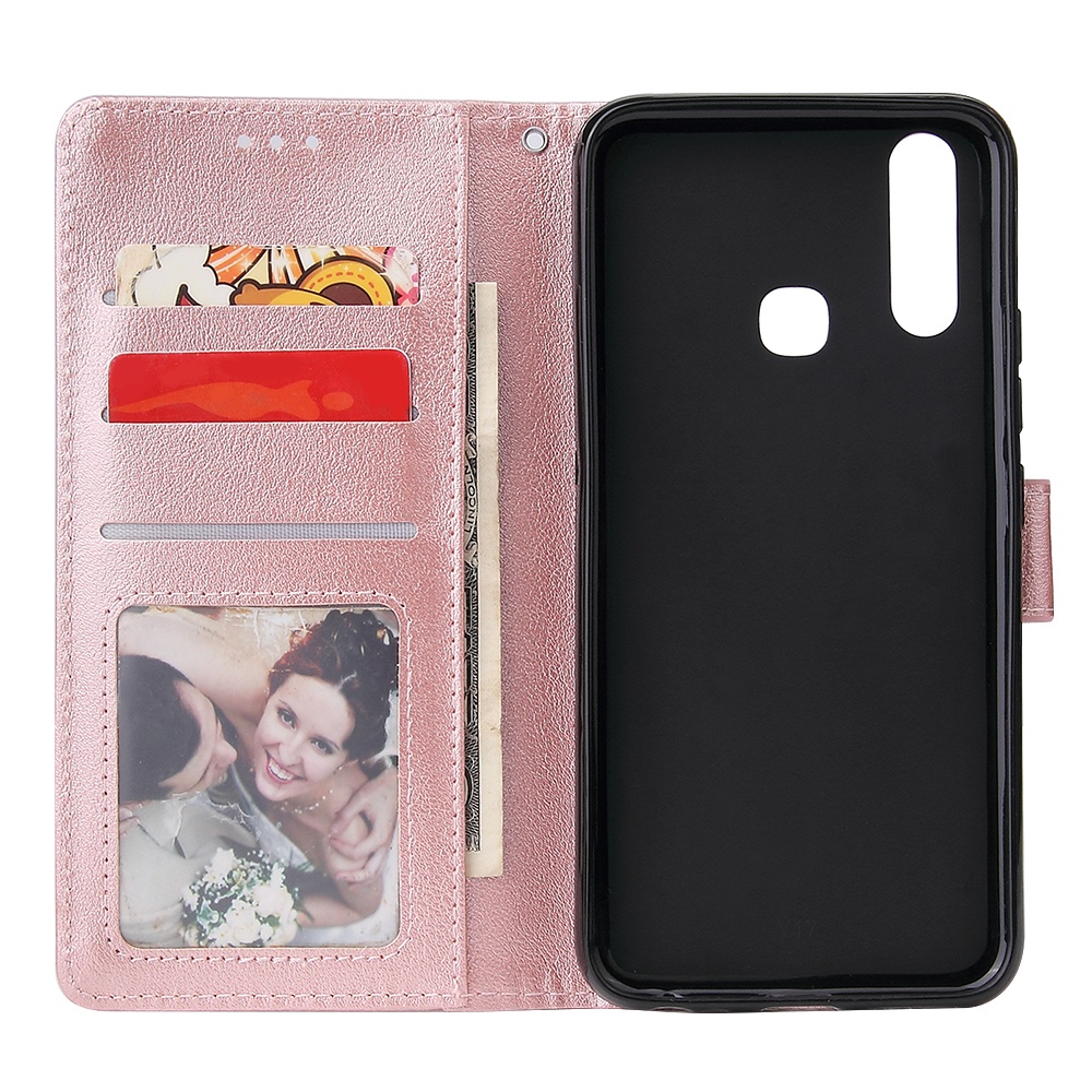 For VIVO Y17 Cellphone Cover PU Leather Shell All-round Protection Mobile Phone Case Precise Cutout Wallet Design Stand Function Rose gold - Image 3