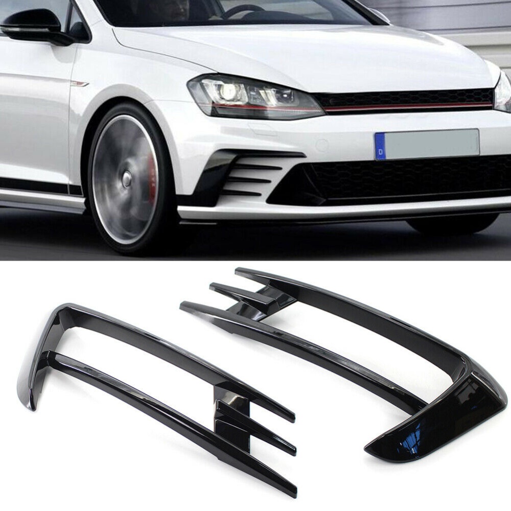 Front Bumper Fog Lamp Frame Trim Cover Decorative Sticker For 14-17 Volkswagen Golf 7 Bright black - Image 2