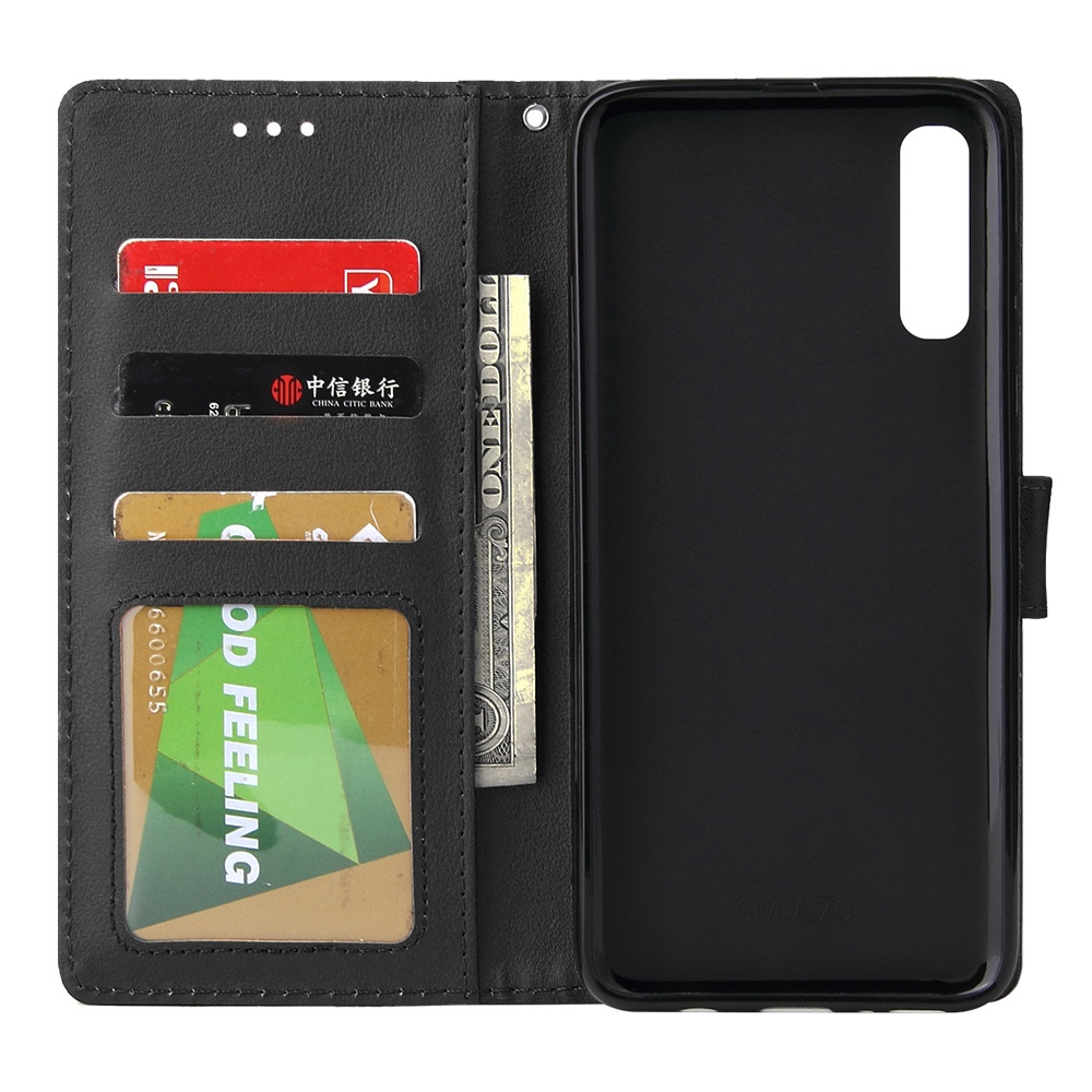 For Samsung A70 Wallet-type PU Leather Protective Phone Case with Buckle & 3 Card Position black - Image 3