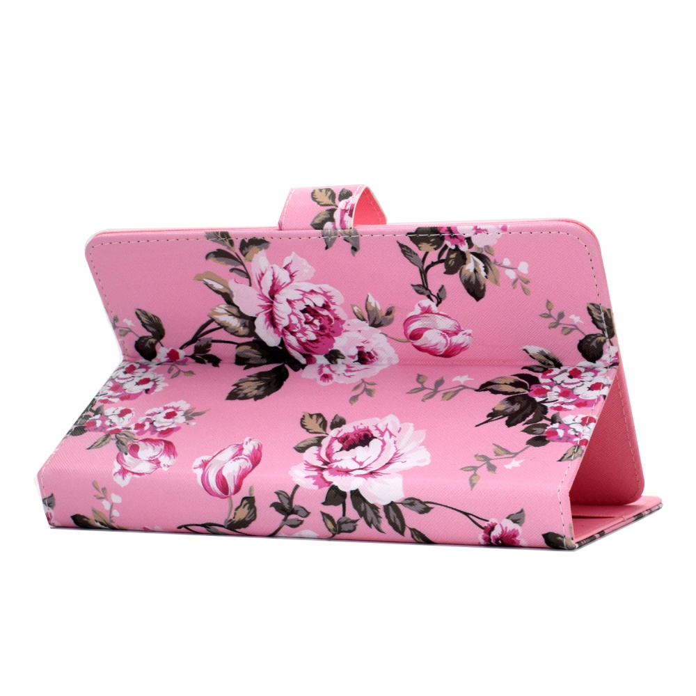 Universal 10Inches Laptop Protective Case with Front Snap Cute Cartoon Color Painted PU Cover Pink flower - Image 3