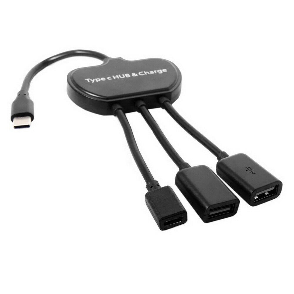 UC-123 Type-C to Dual Ports USB2.0 HUB Adapter Charging USB-C for Mobile Phone Laptop black - Image 3