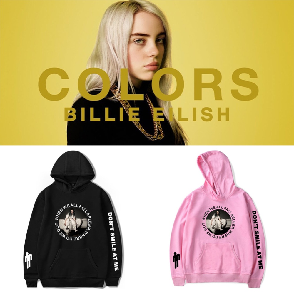 Stylish Casual Cartoon Pattern Printing Billie Eilish Hoodie Sweatshirt for Men Women A pink_S - Image 3