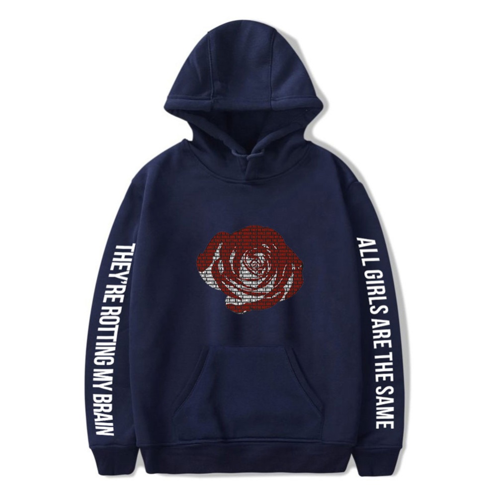 Men Women Hoodie Sweatshirt Juice WRLD Printing Letter Loose Autumn Winter Pullover Tops Navy blue_S - Image 2