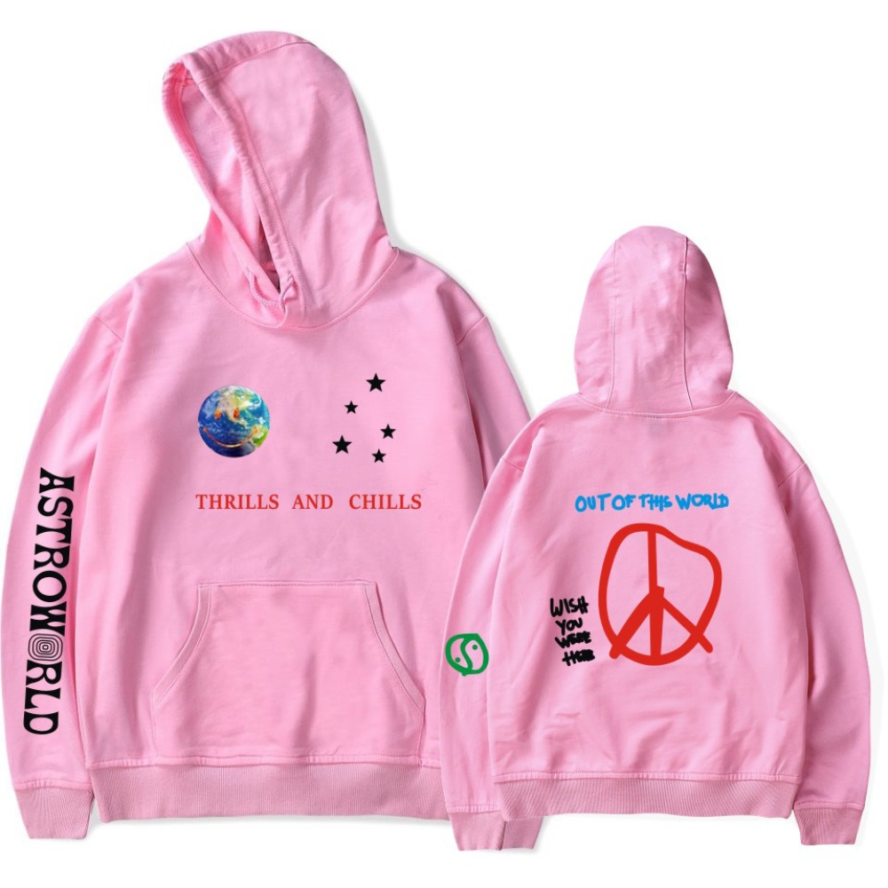 Travis Scotts ASTROWORLD Long Sleeve Printing Hoodie Casual Loose Tops Hooded Sweater E red_2XL - Image 2