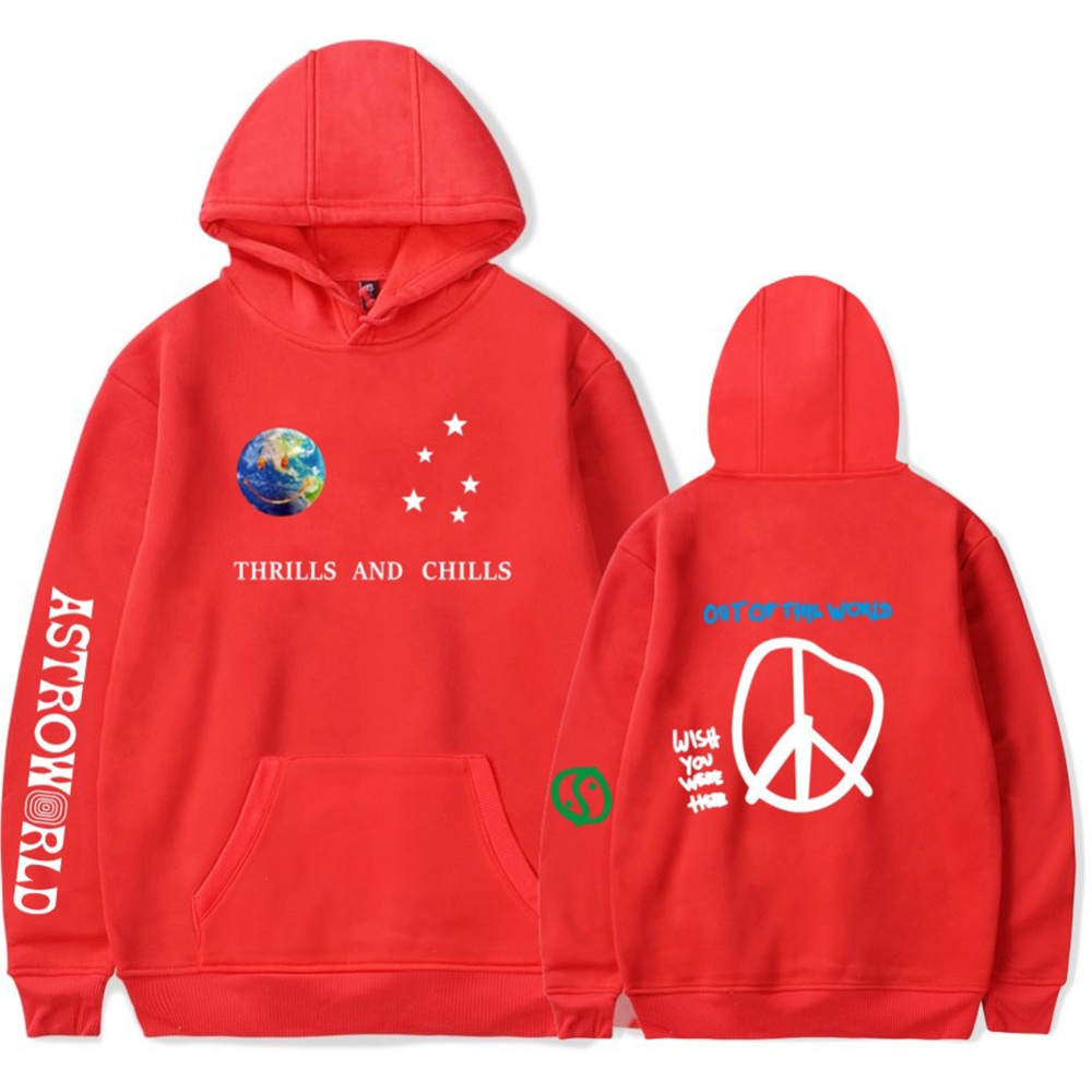 Travis Scotts ASTROWORLD Long Sleeve Printing Hoodie Casual Loose Tops Hooded Sweater E red_2XL - Image 3