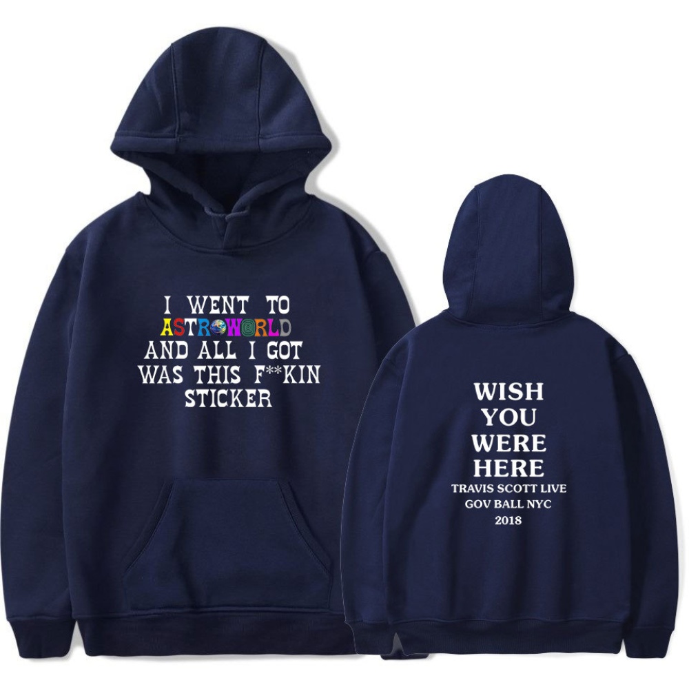 Travis Scotts ASTROWORLD Long Sleeve Printing Hoodie Casual Loose Tops Hooded Sweater A black_M - Image 2