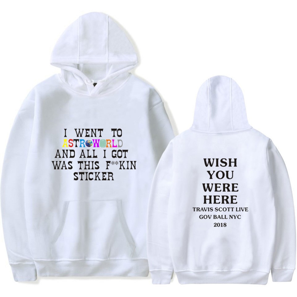 Travis Scotts ASTROWORLD Long Sleeve Printing Hoodie Casual Loose Tops Hooded Sweater A white_S - Image 3