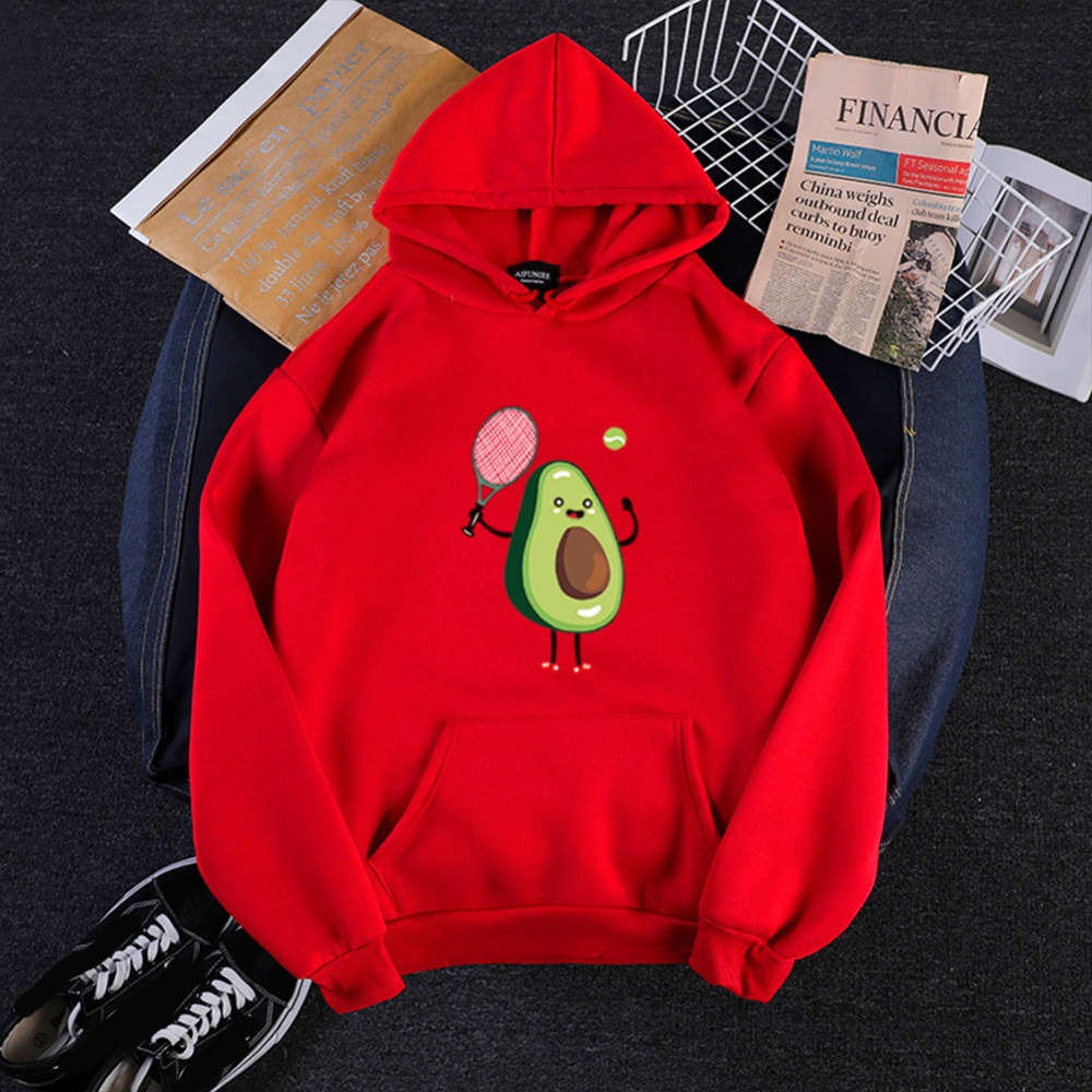 Men Women Hoodie Sweatshirt Cartoon Avocado Thicken Loose Autumn Winter Pullover Tops White_XL - Image 3